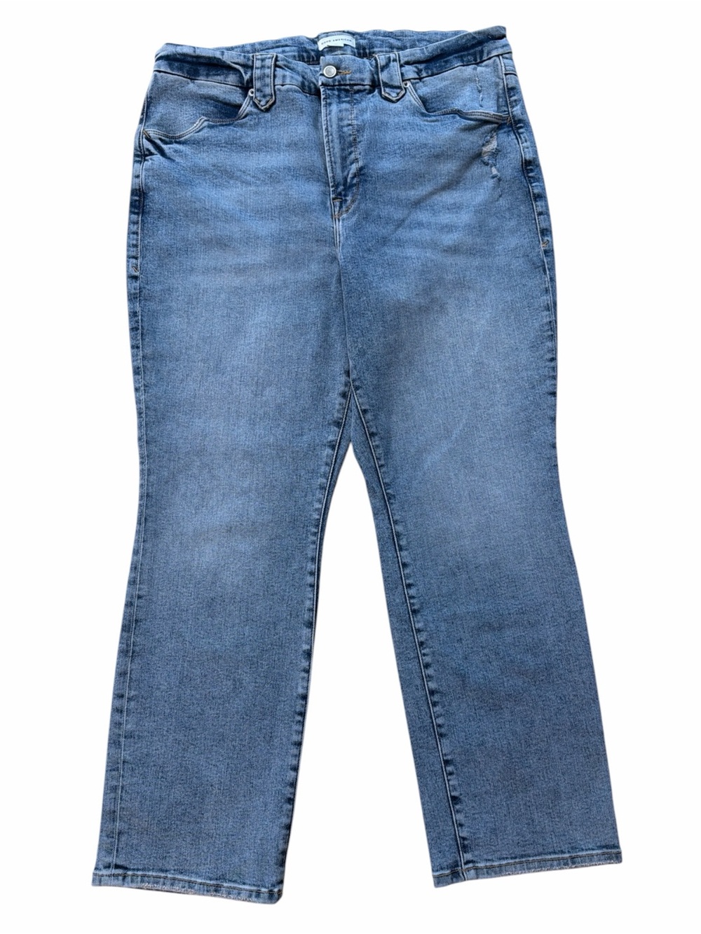 Good American Classic Straight-Leg Blue Jeans